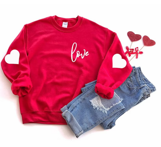 Love Sweatshirt with Hearts on Elbows