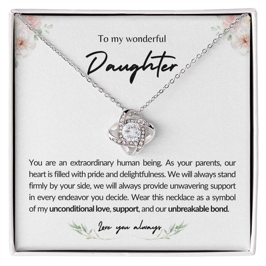 Daughter necklace love knot
